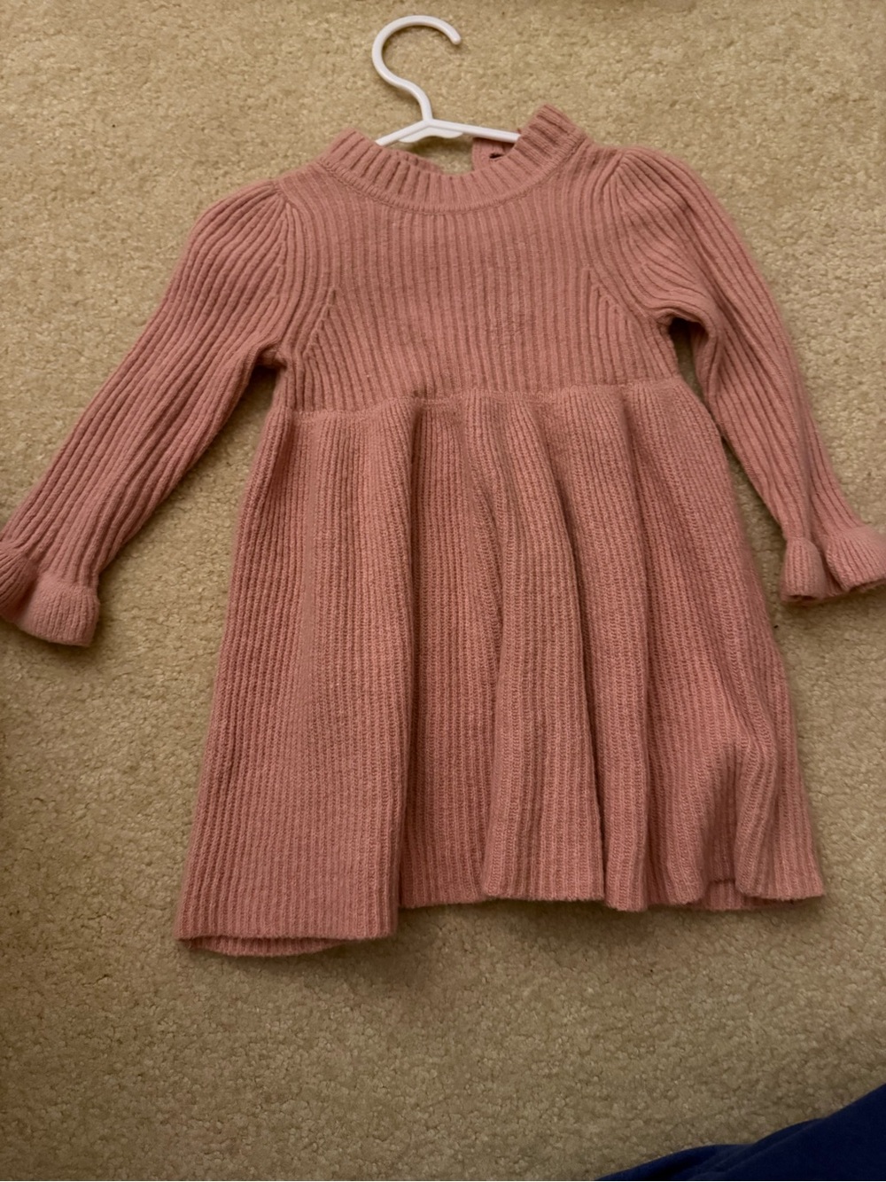 GAP Dusty Rose Ribbed Knit Long-Sleeve Dress